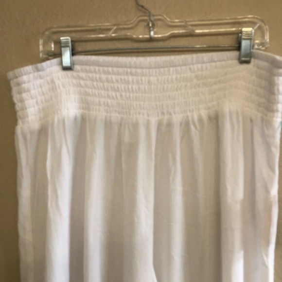 Kona Sol Women's White Smocked Waist Side Slit Gauzy Cover Up Pants Size XL 16 - Picture 5 of 12